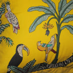 Wild Tropica Print Solid Yellow Frill Reversible Cotton Cushion Cover Size 16"x16" Set of 2