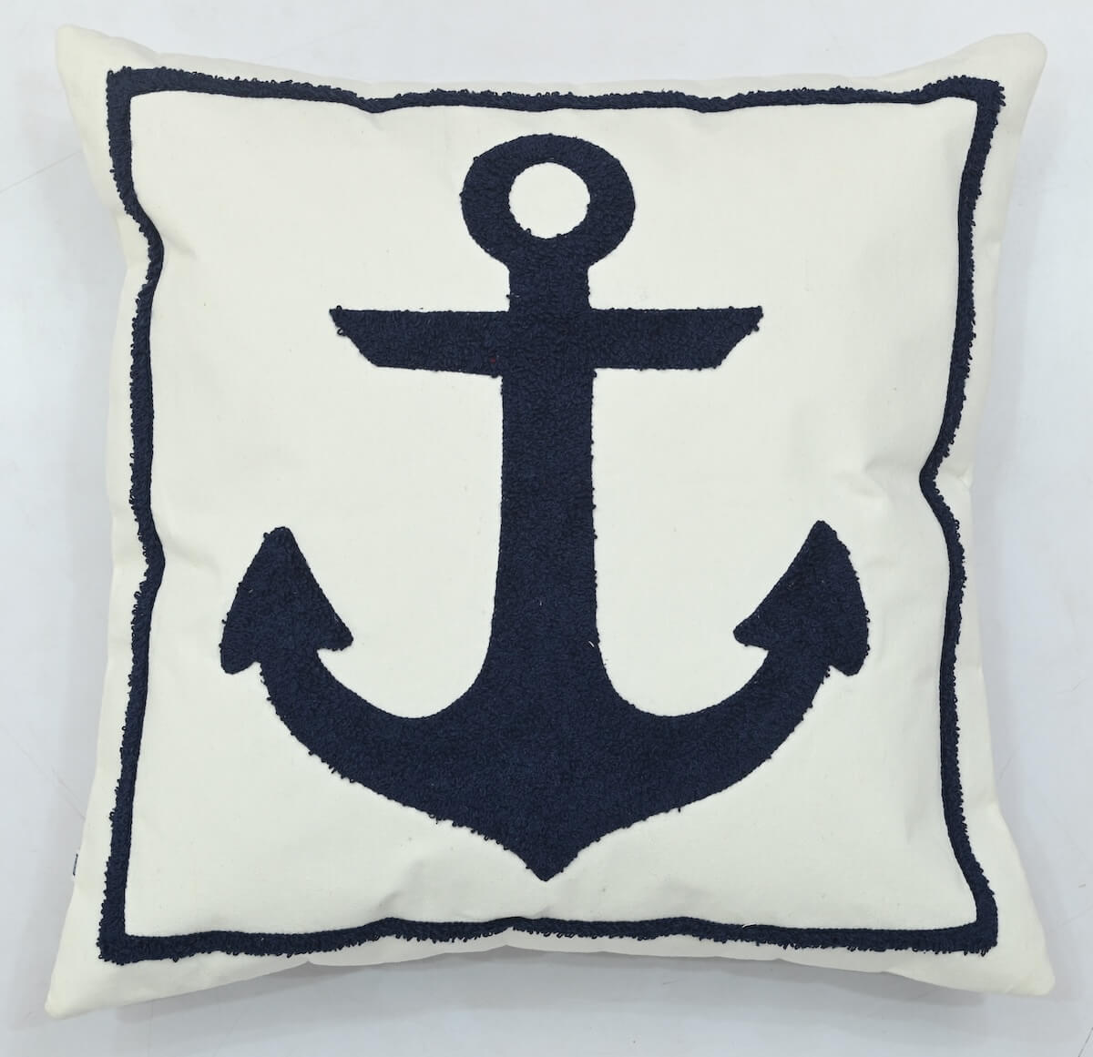 Nautical Anchor Tufted Cushion Cover Size 16" x 16"