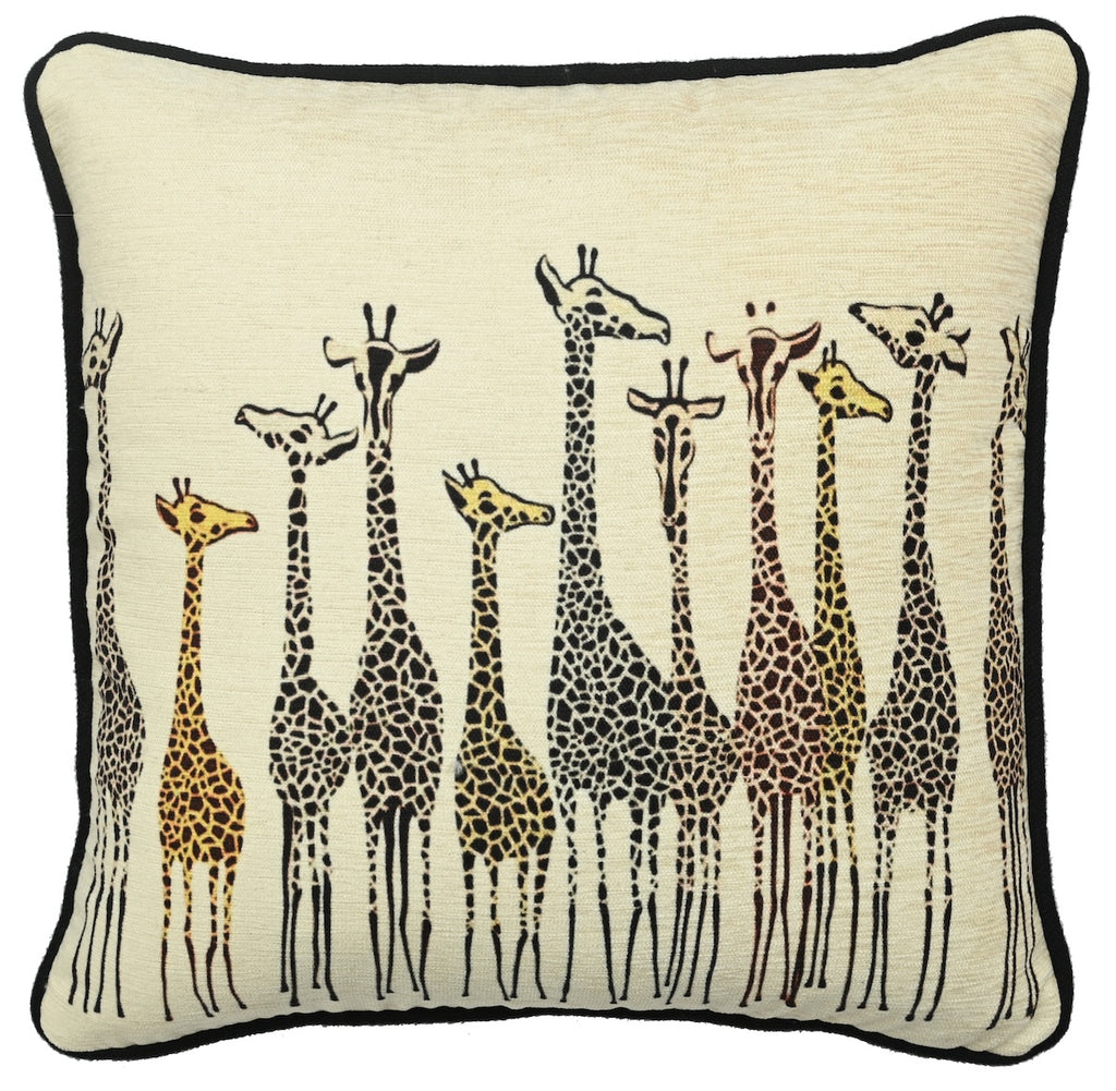 Giraffe Print Art Silk Chenille Weave Cream Cushion Cover Size 16"x16"