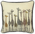 Giraffe Print Art Silk Chenille Weave Cream Cushion Cover Size 16"x16"