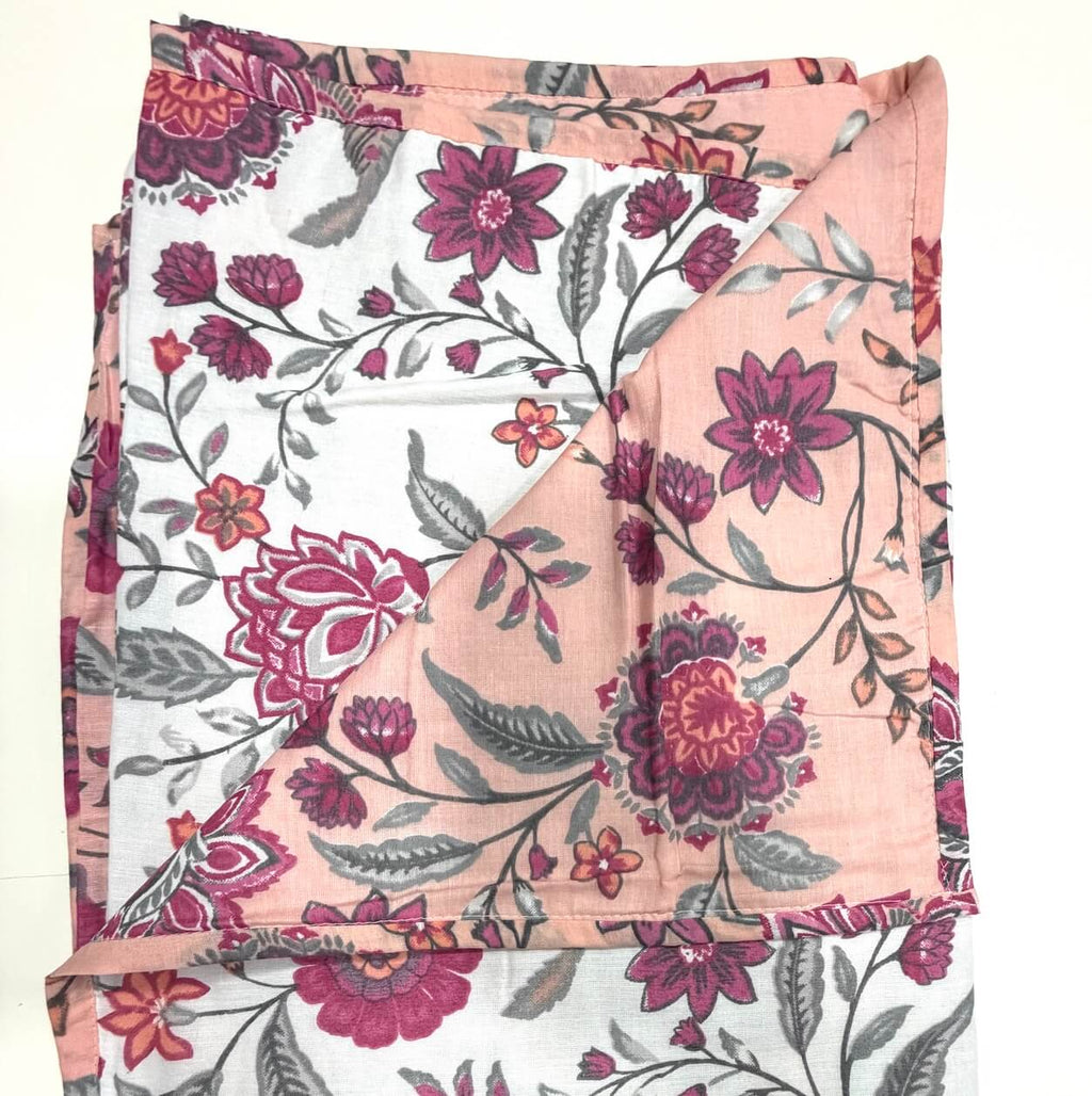 100% Cotton Mulmul Dohar Single Bed Printed Reversible 60 x 90 Inches