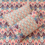 Ikat Mosaic Printed 100% Cotton King Size Bedsheet 90 x 100 inches