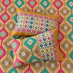 100% cotton super king size bedsheet 108 x 108 inches festive meenakari sitara printed