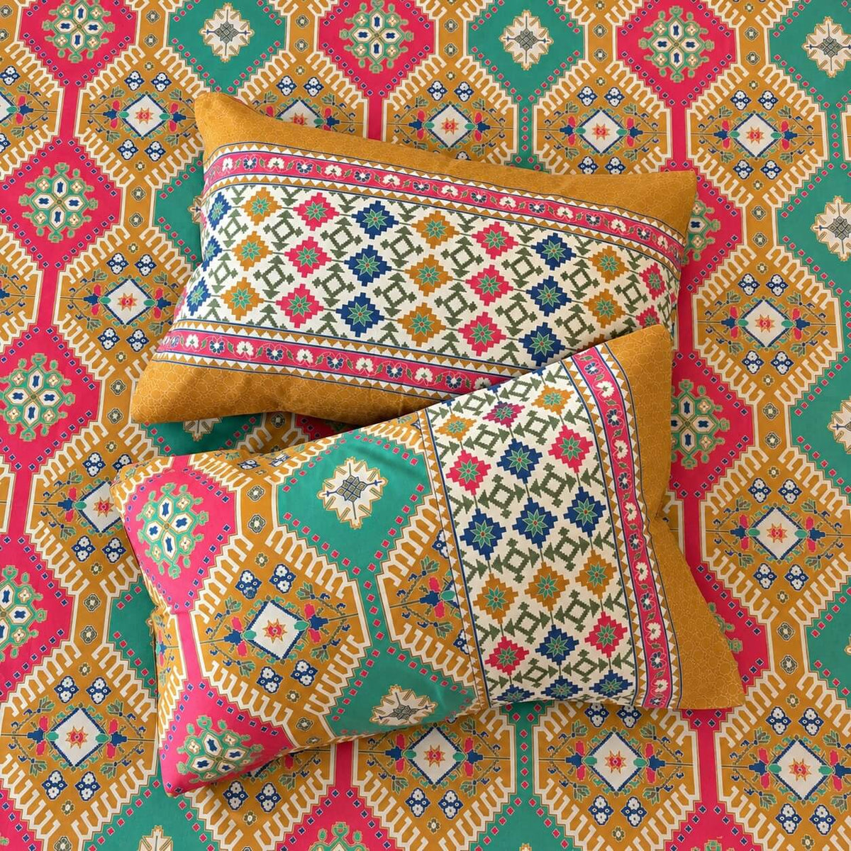 100% cotton super king size bedsheet 108 x 108 inches festive meenakari sitara printed