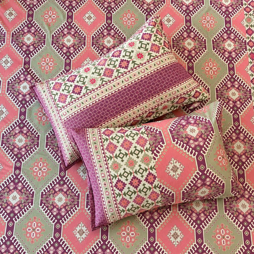 100% cotton super king size bedsheet 108 x 108 inches festive meenakari sitara printed