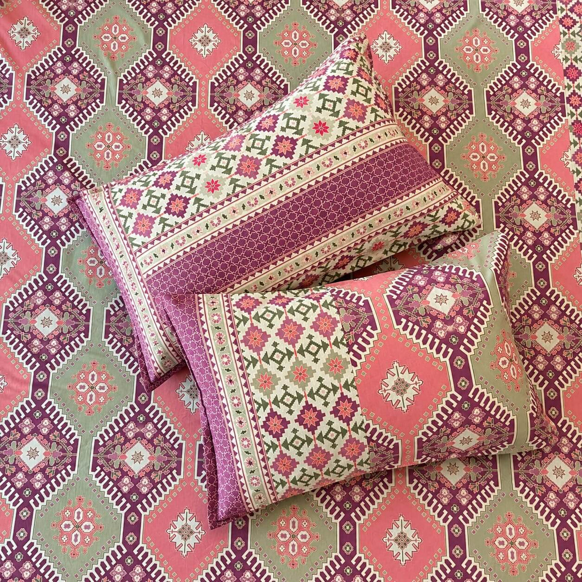 100% cotton super king size bedsheet 108 x 108 inches festive meenakari sitara printed