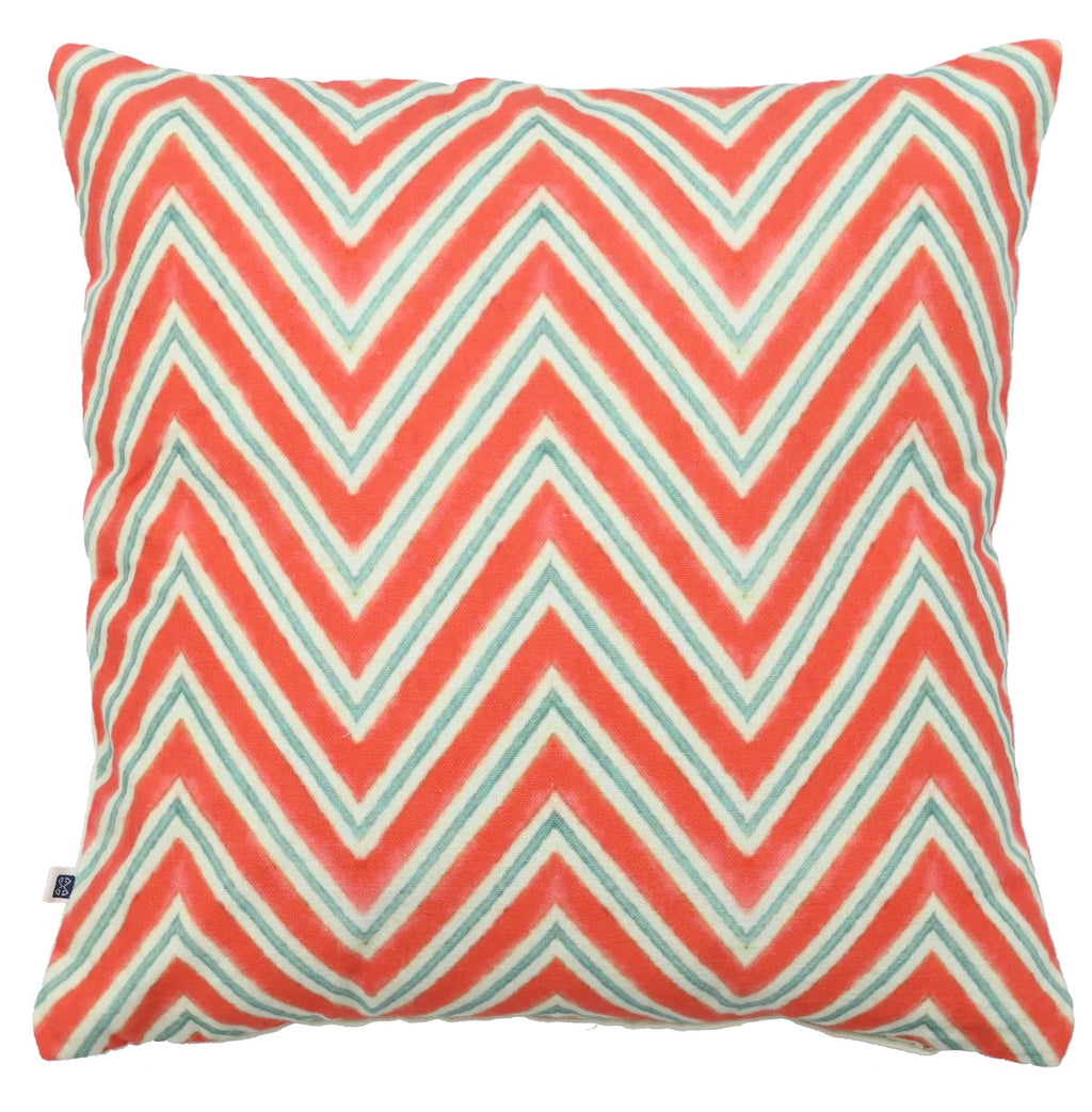 Hand Embroidered Flower Bud Zigzag Dupion Silk & Cotton Cushion Cover Pink Set of 3 16 x 16 inch