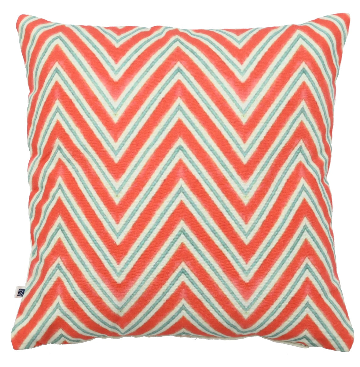 Hand Embroidered Flower Bud Zigzag Dupion Silk & Cotton Cushion Cover Pink Set of 3 16 x 16 inch