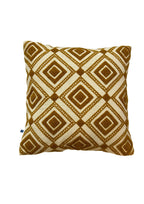 Hand Embroidery Aztec Diamonds Mustard Cotton Slub Cushion Cover Size 16"x16"