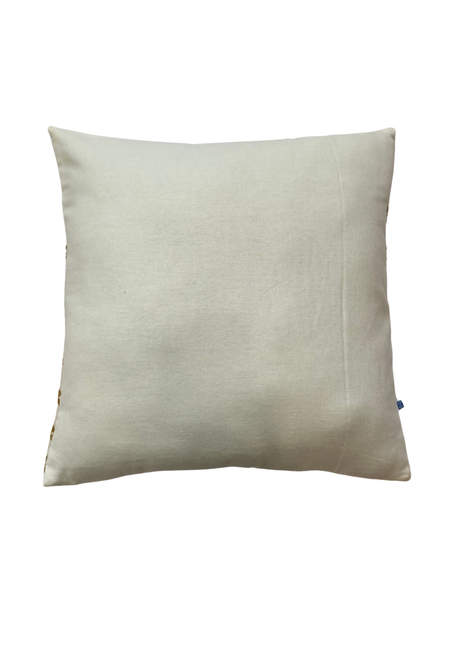 Hand Embroidery Aztec Diamonds Mustard Cotton Slub Cushion Cover Size 16"x16"