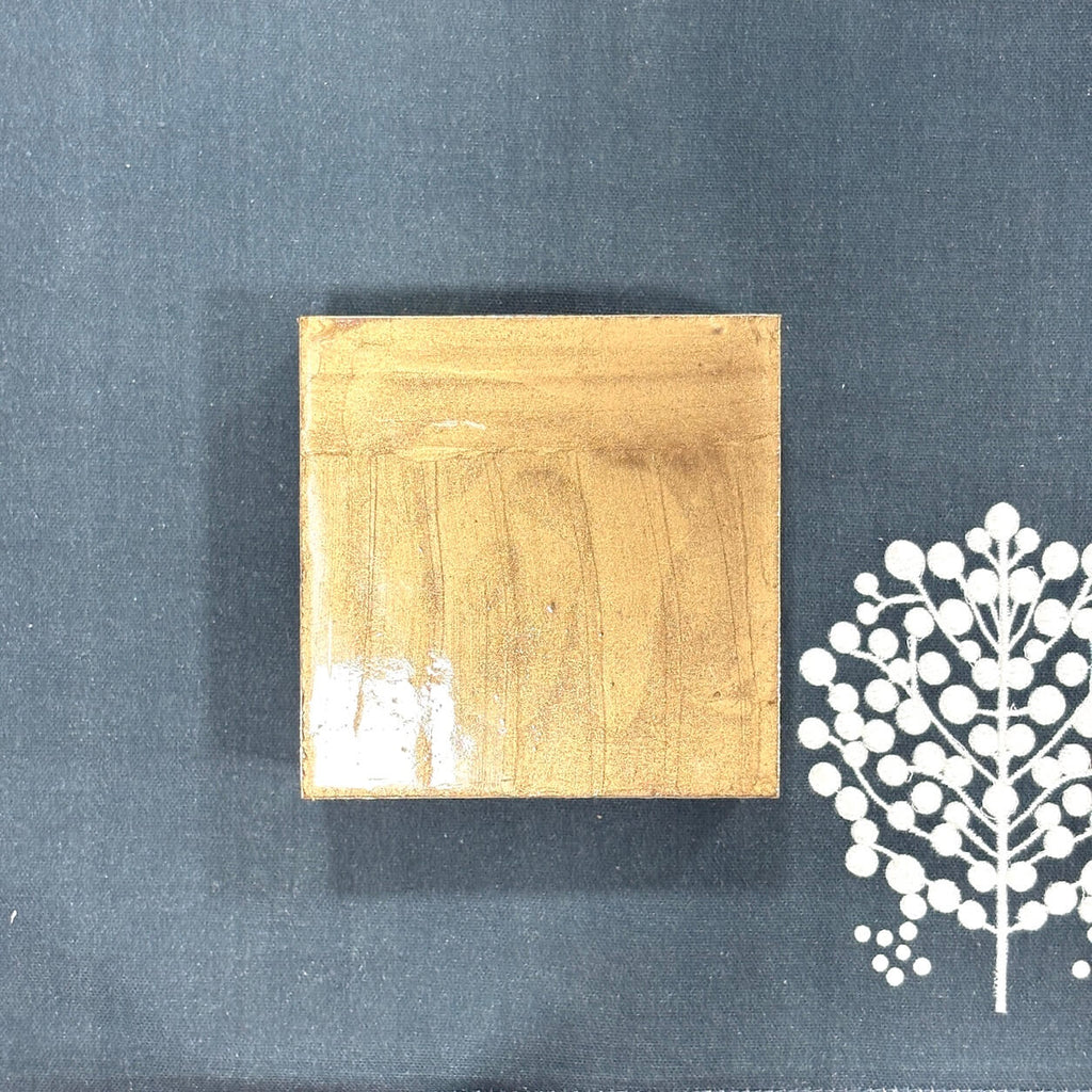 Neela Peacock Printed Mango Wood Square Coaster Set of 6 – Sky Blue