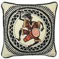 African Dancing Drumer Print Art Silk Chenille Weave Cream Cushion Cover Size 16"x16"