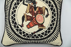 African Dancing Drumer Print Art Silk Chenille Weave Cream Cushion Cover Size 16"x16"