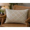 Handcrafted Decorative Embroidered Cream Polycotton Lumbar Cushion Cover with filler 14 x 20 inch