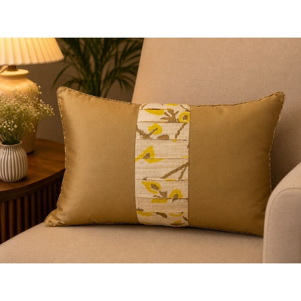 Classic Solid Golden Polyester Lumbar Cushion Cover with filler  12 x 18 inch