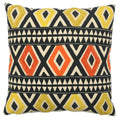 Bright Aztec Diamonds Hand Embroidery and Print Multicolour Cotton Cushion Cover Size 16"x16"