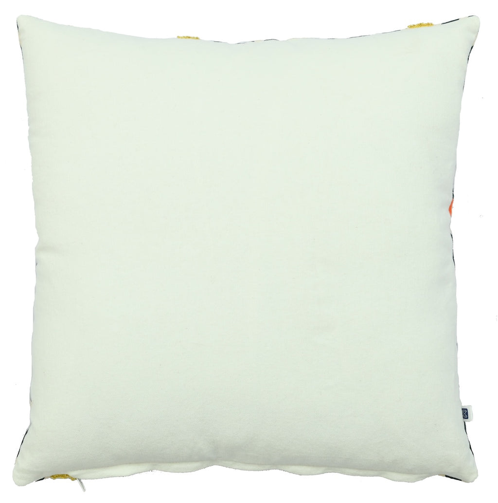 Bright Aztec Diamonds Hand Embroidery and Print Multicolour Cotton Cushion Cover Size 16"x16"