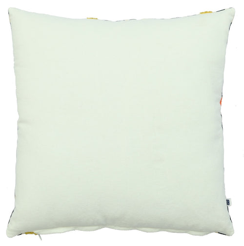 Bright Aztec Diamonds Hand Embroidery and Print Multicolour Cotton Cushion Cover Size 16 x 16 inch