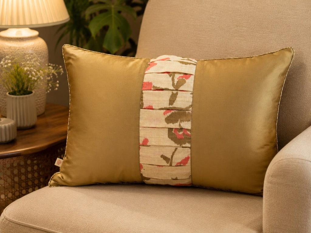 Classic Solid Golden Polyester Lumbar Cushion Cover with filler  12 x 18 Inch