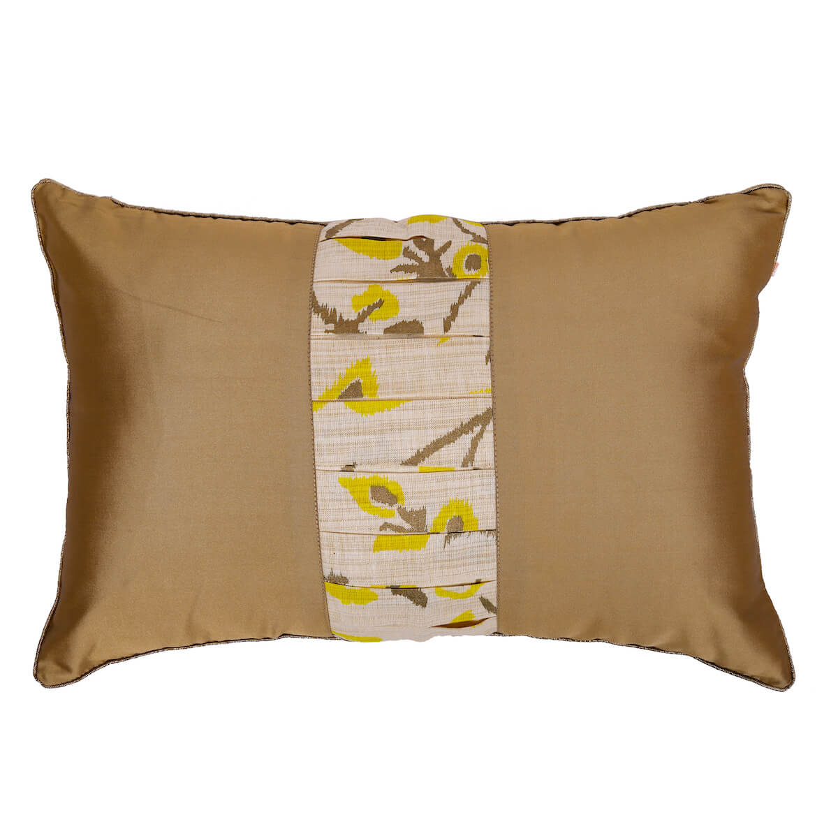 Classic Solid Golden Polyester Lumbar Cushion Cover with filler  12 x 18 Inch