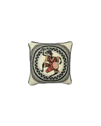 African Dancing Drumer Print Art Silk Chenille Weave Cream Cushion Cover Size 16"x16"