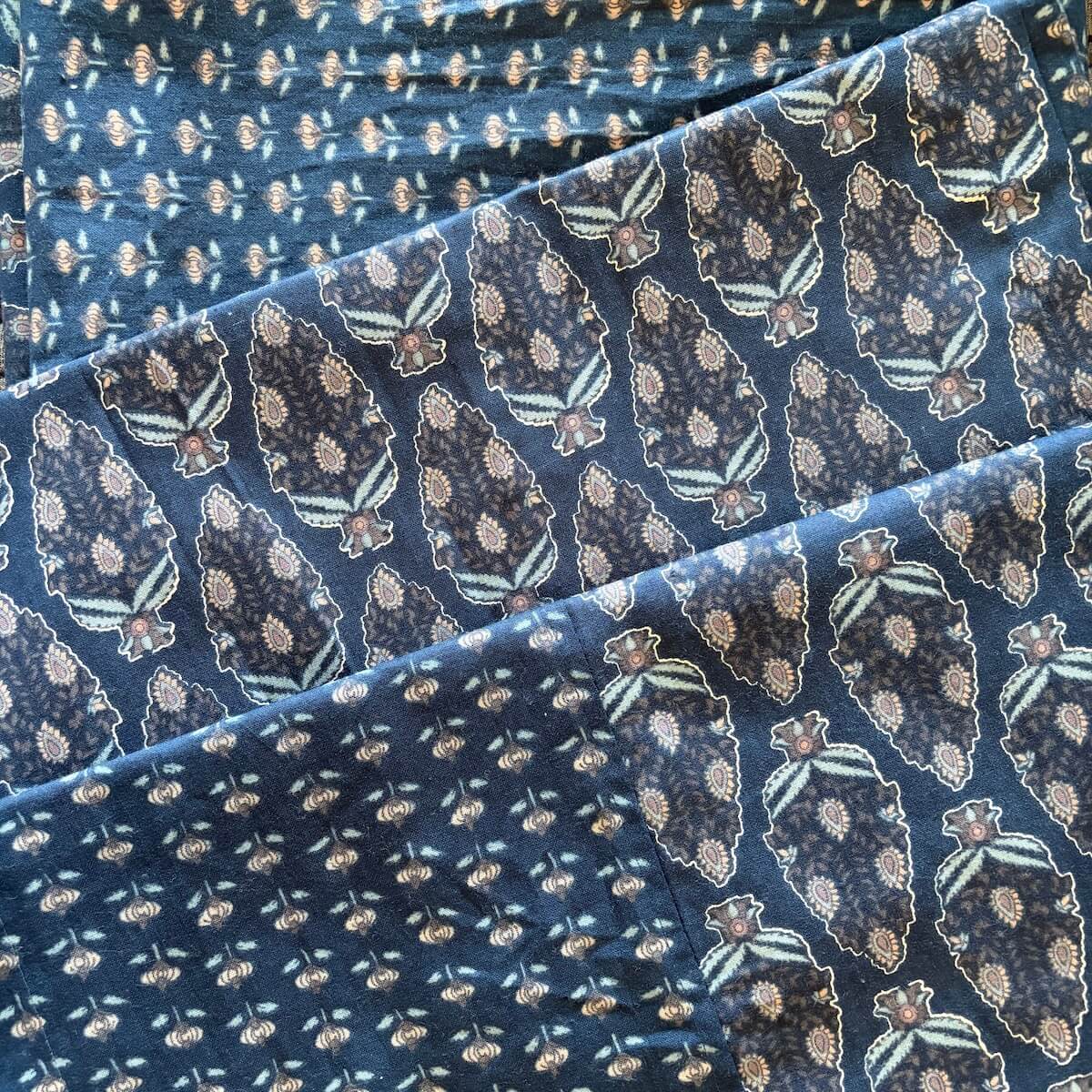 Hand block printed indigo blue 100% cotton king size bed sheet folded 90x108 inch