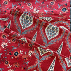 Ajrakh Rangrez  Jaipur-Block Printed- 100% Cotton -  Bedsheet - King Size  Maroon 90"x108"