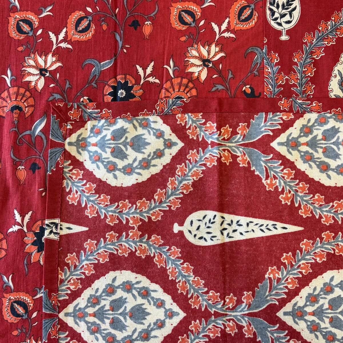 Ajrakh Rangrez  Jaipur-Block Printed- 100% Cotton -  Bedsheet - King Size  Maroon 90"x108"
