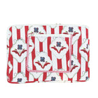 Amber Lines  Block Print Quilted  Cotton Laptop Sleeve with Front Pocket Red 10"x15"