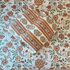 White floral block print cotton pillow cover 17x27 inch matching king bed sheet set