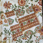 Hand block printed white floral cotton king size bed sheet folded 90x108 inch