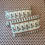 Peach white boota block print cotton pillow cover 17x27 inch matching king bed sheet set