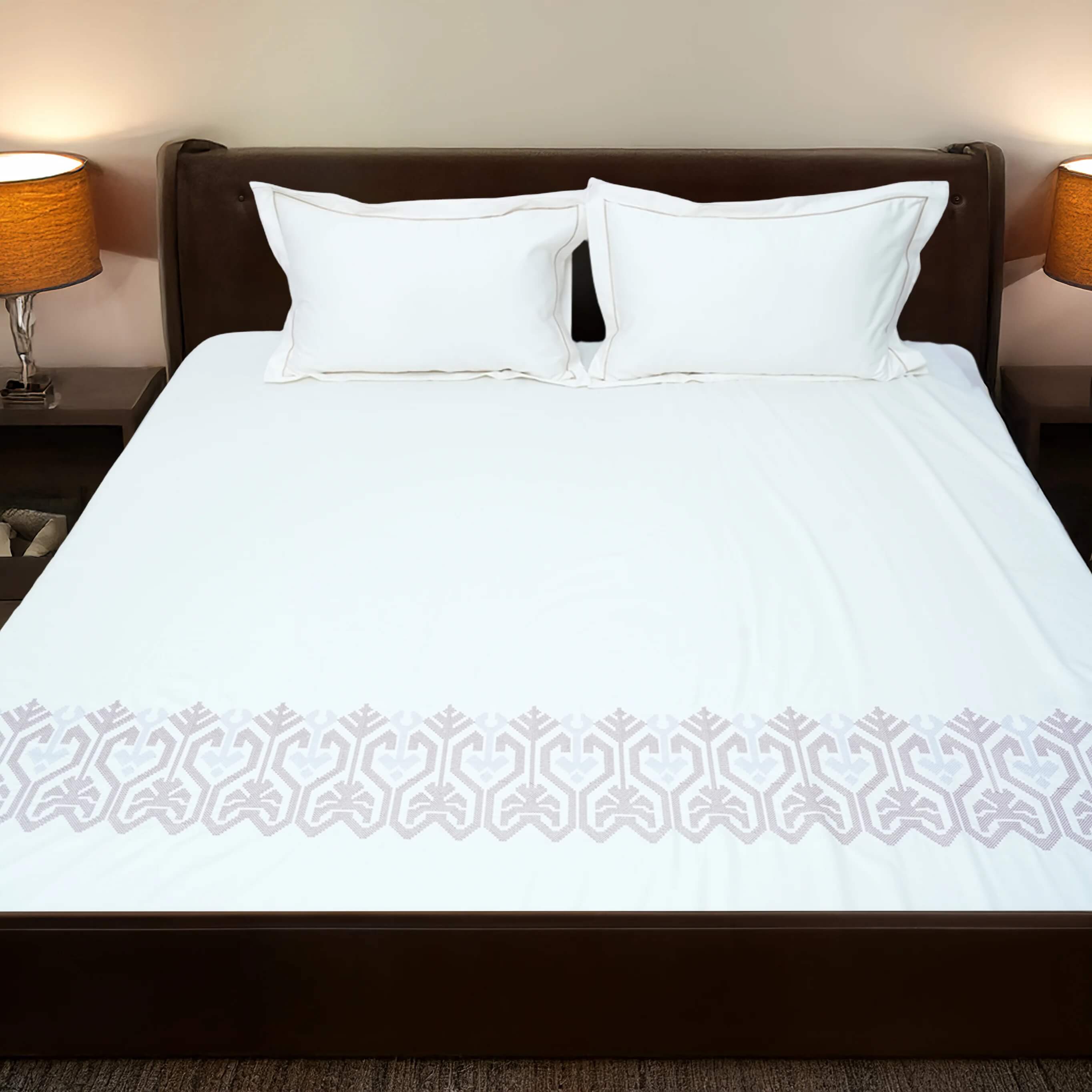Art Cream Blossom 100% Cotton Embroidered Flat Bed Sheet – 400 TC – 90" x 108"