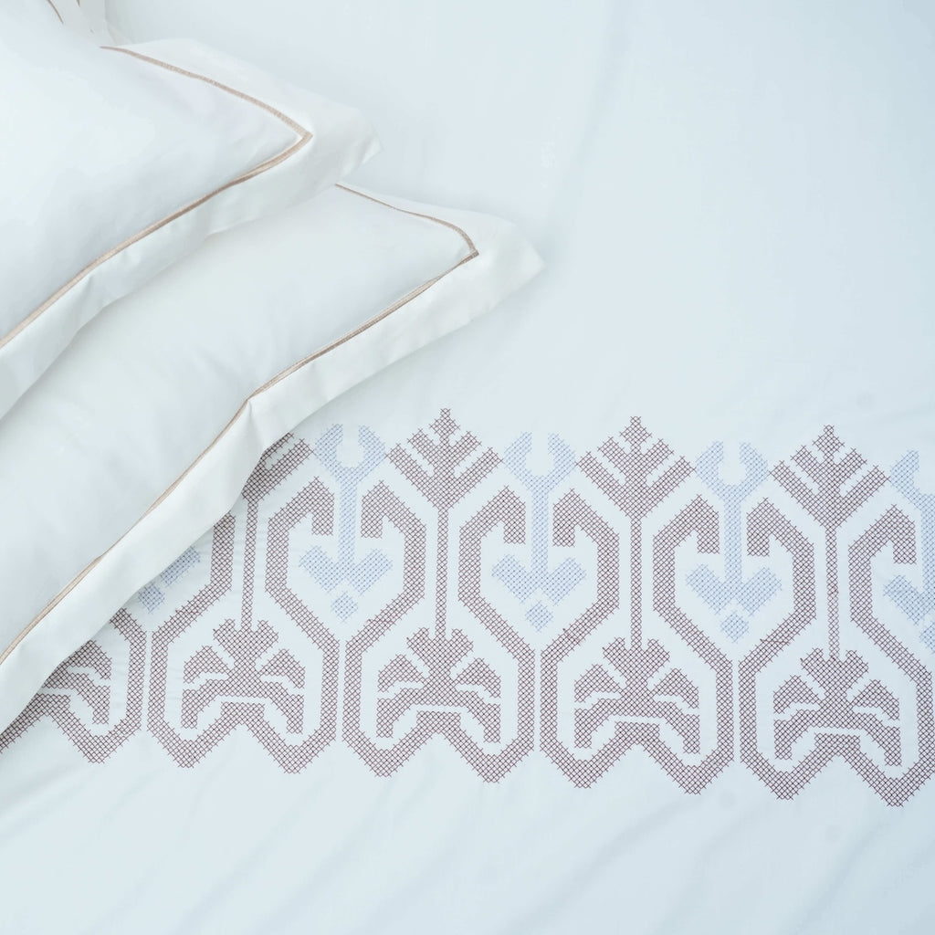 Art Cream Blossom 100% Cotton Embroidered Flat Bed Sheet – 400 TC – 90" x 108"