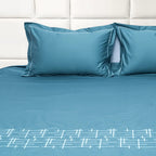 Art Imperial Grid 100% Cotton Embroidered Flat Bed Sheet – 400 TC – 90" x 108"