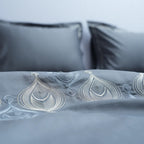 Art Midnight Royal 100% Cotton Embroidered Flat Bed Sheet – 400 TC – 90" x 108"
