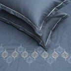 Art Midnight Royal 100% Cotton Embroidered Flat Bed Sheet – 400 TC – 90" x 108"