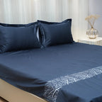 Art Noir Botanica 100% Cotton Embroidered Flat Bed Sheet – 400 TC – 90" x 108"