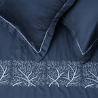Art Noir Botanica 100% Cotton Embroidered Flat Bed Sheet – 400 TC – 90" x 108"