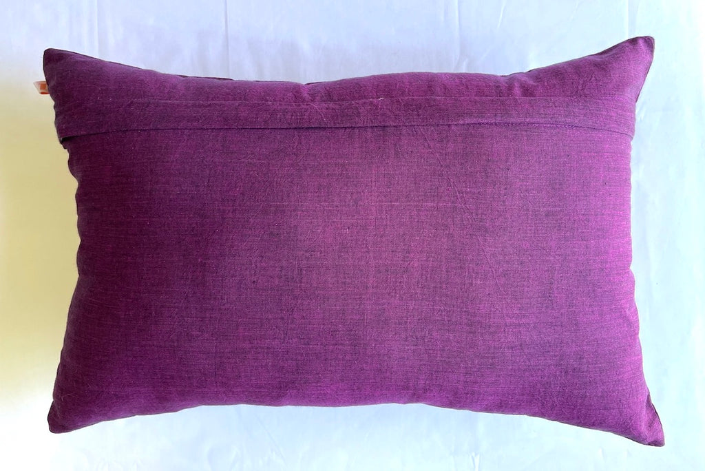 Heritage Ikat Blue Cotton Lumbar Cushion Cover with filler 12 x 18 inch