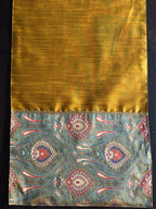 Banarasi Baag Brocade Traditional Festive Mustard Green Table Runner 14"x60"