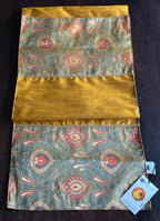 Banarasi Baag Brocade Traditional Festive Mustard Green Table Runner 14"x60"