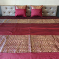 Luxe Maroon Banarasi Brocade Bedcover & Cushion Cover Set King Size 90"x108"