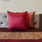 Luxe Maroon Banarasi Brocade Bedcover & Cushion Cover Set