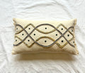 Hand Embroidery Interlace Design Cream Cotton Slub Lumbar Cushion Cover Size 12"x 20"