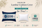 Heritage Ikat Blue Cotton Lumbar Cushion Cover with filler 12 x 18 inch