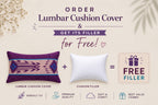 Heritage Ikat Blue Cotton Lumbar Cushion Cover with filler 12 x 18 inch