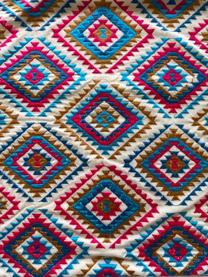 Bohemian Embroidered Multicolor Cotton Cushion Cover Size 16"x16"