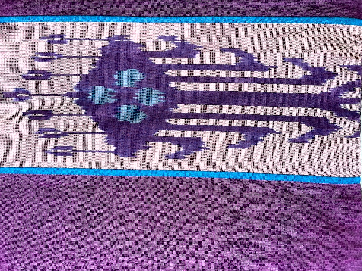 Heritage Ikat Blue Cotton Lumbar Cushion Cover with filler 12 x 18 inch