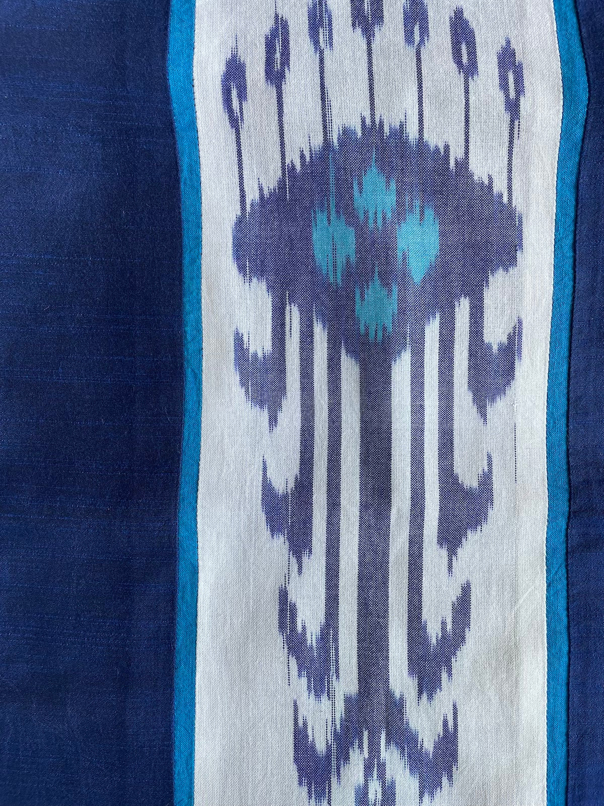 Heritage Ikat Blue Cotton Lumbar Cushion Cover with filler 12 x 18 inch